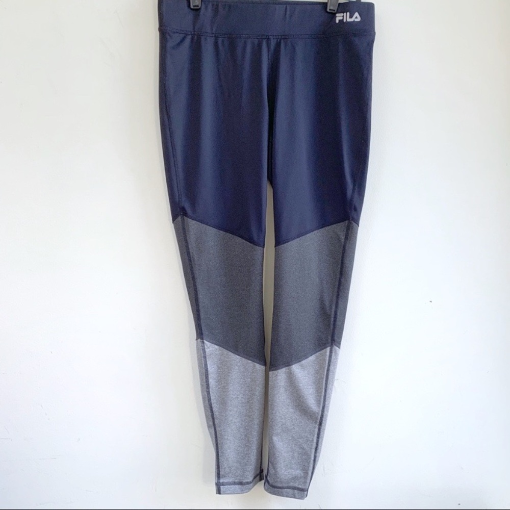 FILA Blue and Gray Color Block Leggings Size M